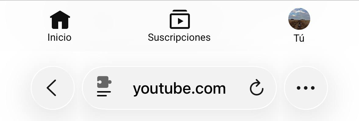 YouTube's bottom bar with the Shorts tab removed